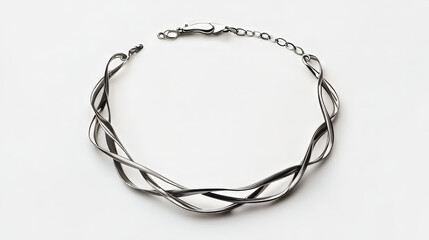 Silver necklace isolated on white background