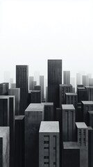 A miniature cityscape on a white background.