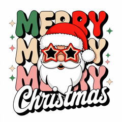 Naklejka premium Cool Santa Merry Christmas illustration 