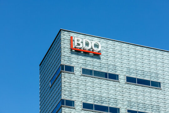 BDO sign logo. BDO is an international network of public accounting, tax and advisory firms in Utrecht, the Netherlands. 3 June 2023.