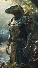 Fototapeta premium Fantasy Reptilian Character in Lush Environment