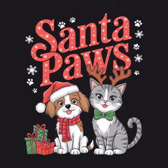 Santa Paws Christmas Illustration
