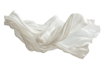 a piece of white fabric flying in air isolated on a transparent background