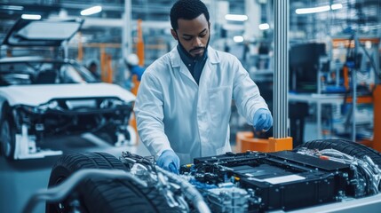 African American technicians are developing the next generation of electric vehicle batteries in a high-tech lab.