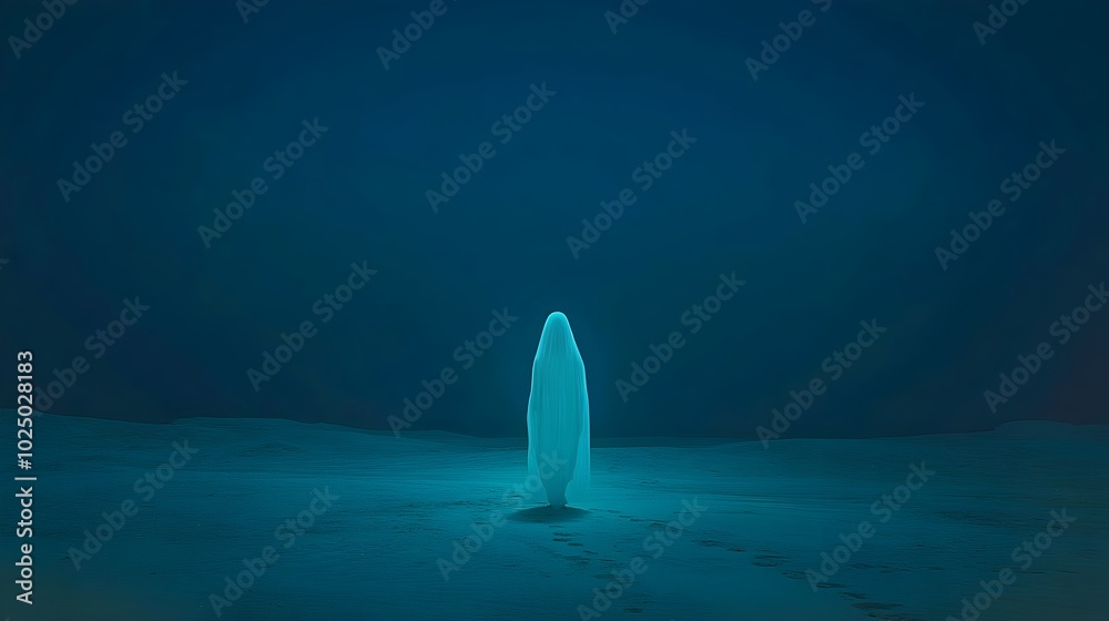 Aufkleber ethereal ghostly silhouette drifting across a moonlit beach its form shimmering and translucent leav