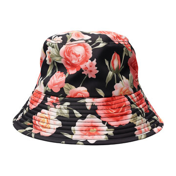 floral bucket hat isolated on transparent or white background, png