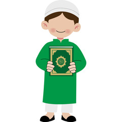 Muslim Boy Faceless Holding Quran