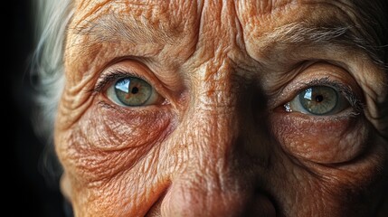 Close-up Portrait of an Elderly Woman's Wrinkled Eyes