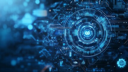 Obraz premium Futuristic AI Assistant Holographic Interface with Data Icons