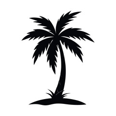 Obraz premium simple palm tree silhouette vector illustration isolated on white background