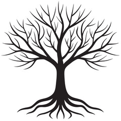 Obraz premium A dead tree silhouette vector icon logo on white background.