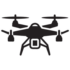  A drone silhouette vector icon logo illustration on white background.