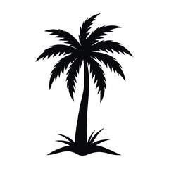 Fototapeta premium simple palm tree silhouette vector illustration isolated on white background