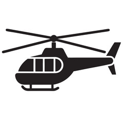  A helicopter silhouette vector icon logo illustration on white background.