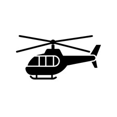  A helicopter silhouette vector icon logo illustration on white background.