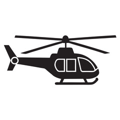  A helicopter silhouette vector icon logo illustration on white background.