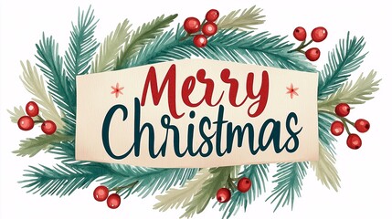 Merry Christmas Festive Greeting with Holiday Elements