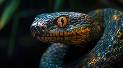 Fototapeta premium New Year's snake. AI generated illustration.