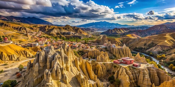 Aerial Photography of Valle de la Luna in La Paz, Bolivia Showcasing Unique Rock Formations and Stunning Landscapes