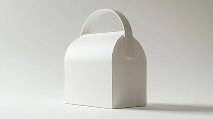 A take-away box with a handle, placed on a white background, highlighting minimalist design for food packaging and delivery solutions.