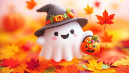 Obraz premium halloween witch with pumpkin