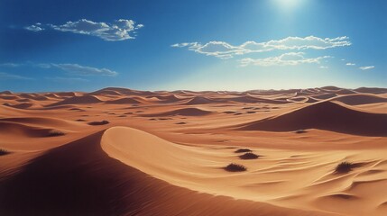 Naklejka premium Serene Desert Dunes Under a Clear Blue Sky