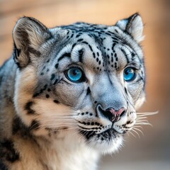 Snow Leopard Gaze Piercing Blue Eyes in the Wild