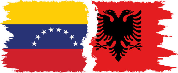 Albania and Venezuela grunge flags connection, vector