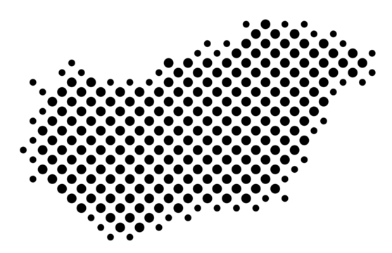 Map of Hungary with a pattern of black circles like a chessboard