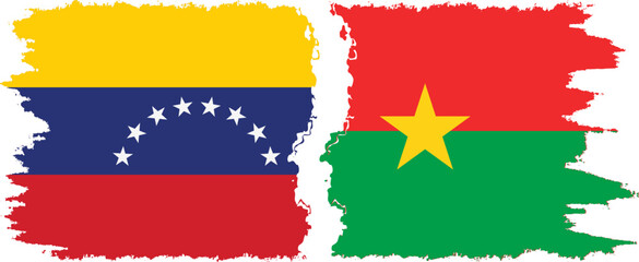 Burkina Faso and Venezuela grunge flags connection, vector