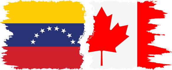 Canada and Venezuela grunge flags connection, vector