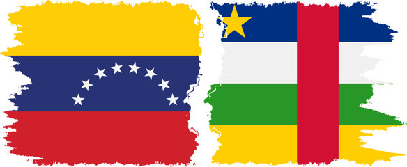 Central African Republic and Venezuela grunge flags connection, vector