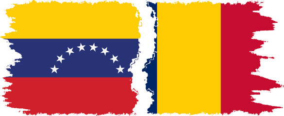 Chad and Venezuela grunge flags connection, vector