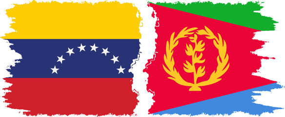 Eritrea and Venezuela grunge flags connection, vector
