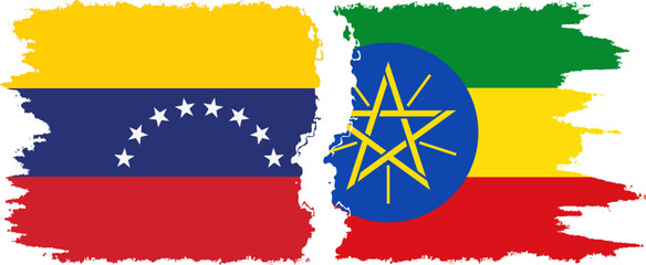 Ethiopia and Venezuela grunge flags connection, vector