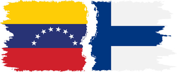 Finland and Venezuela grunge flags connection, vector