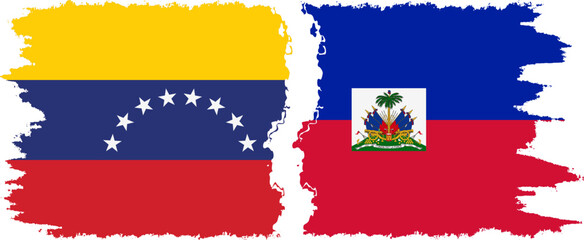 Haiti and Venezuela grunge flags connection, vector