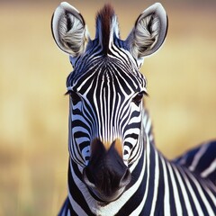 Naklejka premium Zebra Stripes Up Close A Portrait of Beauty