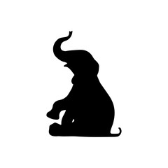 View of elephant silhouette on white background