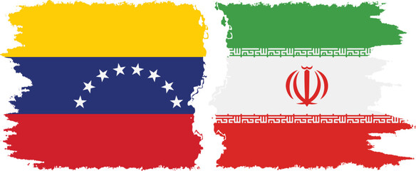 Iran and Venezuela grunge flags connection, vector