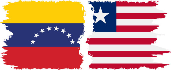 Liberia and Venezuela grunge flags connection, vector