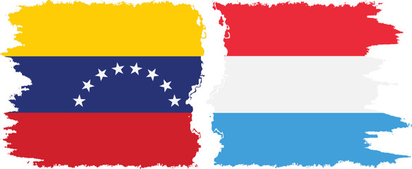 Luxembourg and Venezuela grunge flags connection, vector
