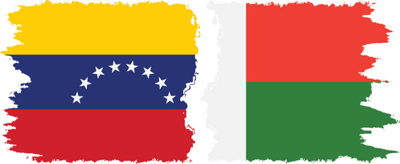 Madagascar and Venezuela grunge flags connection, vector
