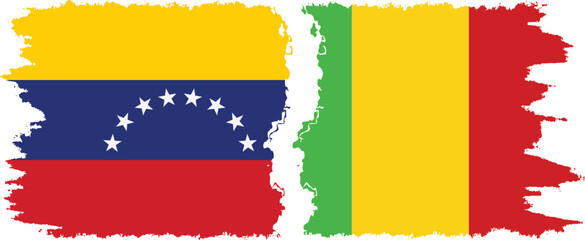 Mali and Venezuela grunge flags connection, vector