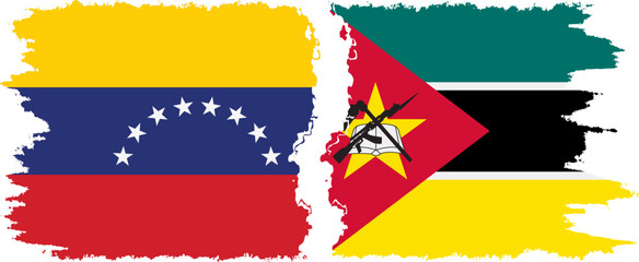 Mozambique and Venezuela grunge flags connection, vector