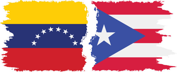 Puerto Rico and Venezuela grunge flags connection, vector