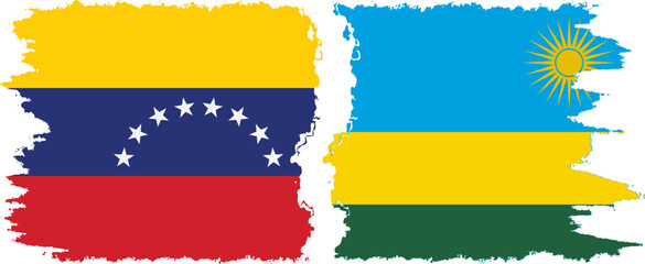 Rwandan and Venezuela grunge flags connection, vector