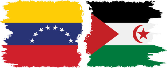 Western Sahara and Venezuela grunge flags connection, vector