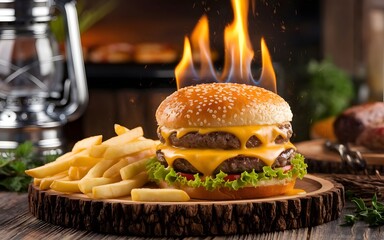 hamburger on the table