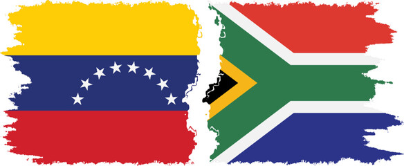 South Africa and Venezuela grunge flags connection, vector